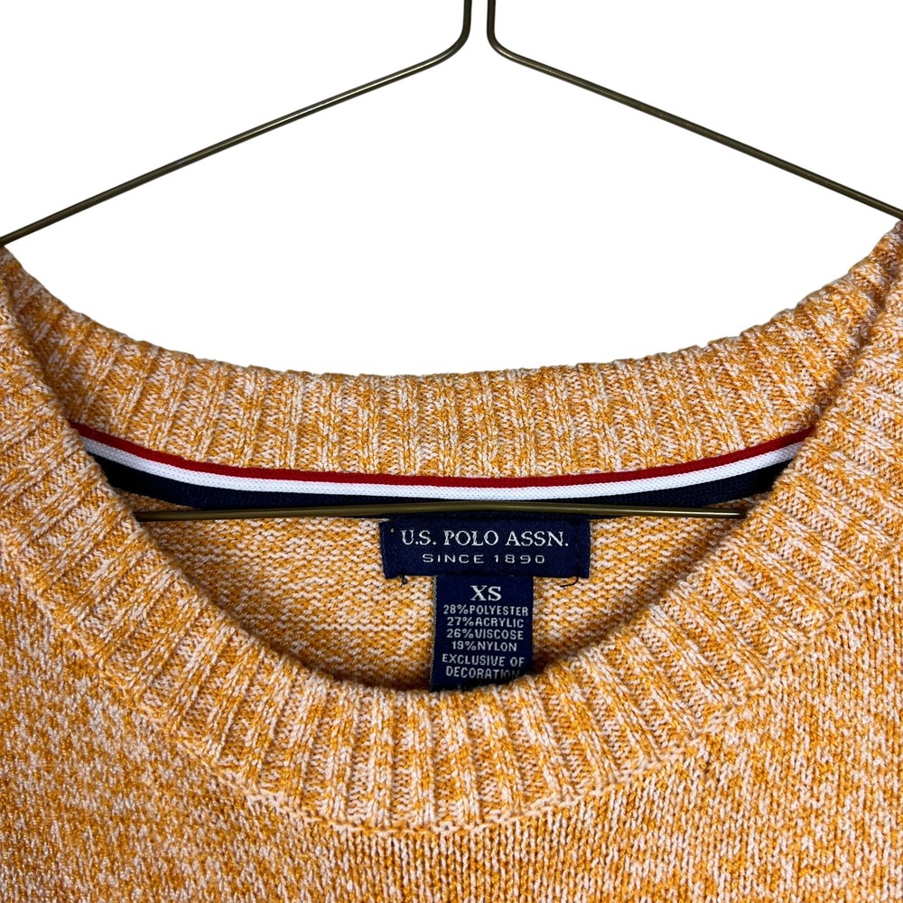 US Polo Assn Womens XS Orange Marled Crewneck Sweater Long Sleeve Pullover Logo - Picture 2 of 11